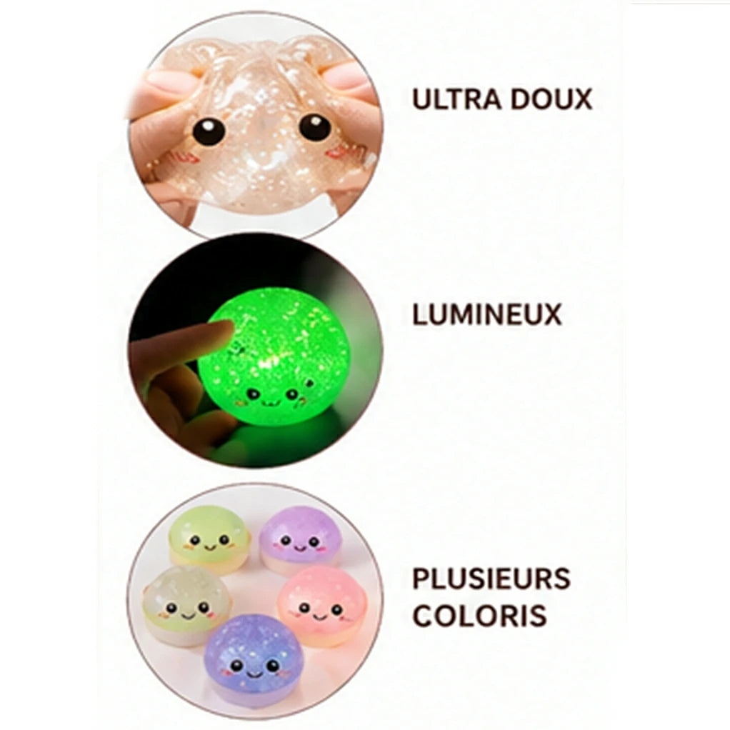 Squishy Mystère Pailleté Lumineux Kawaii – Anti-Stress & LED